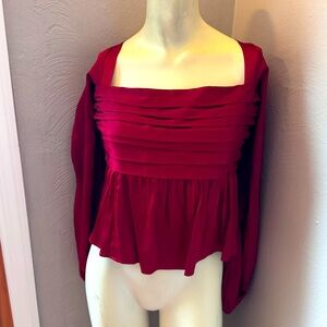 Abercrombie and Fitch cranberry long sleeve top size medium peasant sleeves